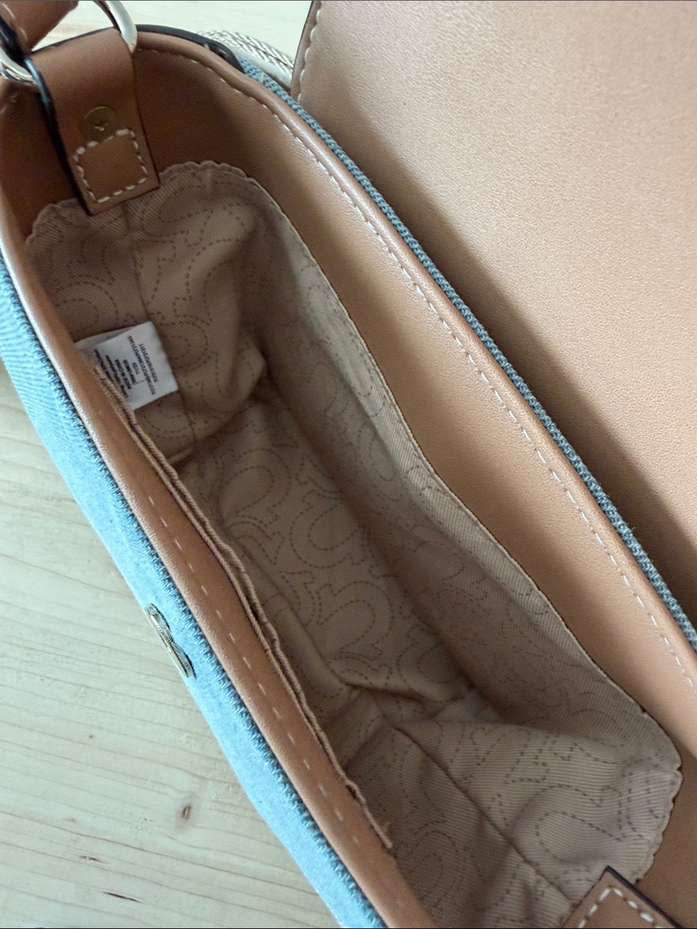 True Religion Denim Blue and Tan Crossbody NWOT - Picture 4 of 7